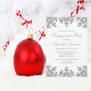 Silver Snowflake Winter Engagement Party Einladung
