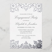 Silver Snowflake Winter Engagement Party Folieneinladung (Vorderseite)