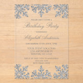 Silver Snowflake Winter Geburtstagsparty Acryleinladungen (Vorderseite)