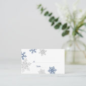 Silver Snowflake Winter Hochzeit Platzkarten (Stehend Vorderseite)