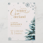 Silver Snowflake Winter Onderland 1st Birthday Einladung (Vorderseite)