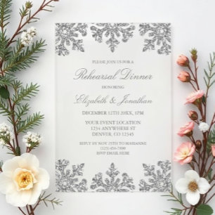 Silver Snowflake Winter Probe Dinner Acryleinladungen