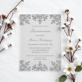 Silver Snowflake Winter Quinceanera Acryleinladungen