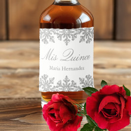 Silver Snowflake Winter Quinceanera Alkoholflaschenetikett