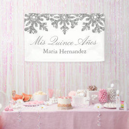 Silver Snowflake Winter Quinceanera Banner