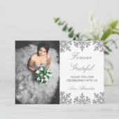 Silver Snowflake Winter Quinceanera Dankeskarte (Stehend Vorderseite)
