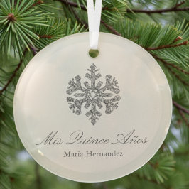 Silver Snowflake Winter Quinceanera Ornament Aus Glas