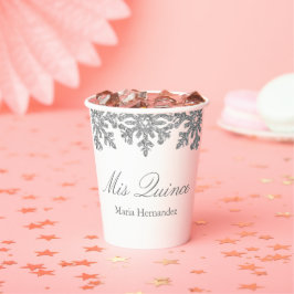 Silver Snowflake Winter Quinceanera Pappbecher
