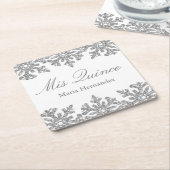 Silver Snowflake Winter Quinceanera Rechteckiger Pappuntersetzer (angewinkelt)