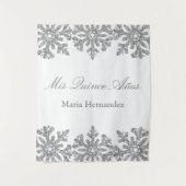 Silver Snowflake Winter Quinceanera Wandteppich (Vorderseite)