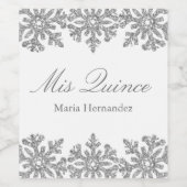 Silver Snowflake Winter Quinceanera Weinetikett (Einzelnes Label)