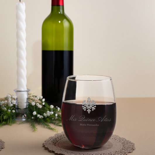 Silver Snowflake Winter Quinceanera Weinglas Ohne Stiel