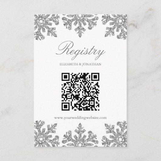 Silver Snowflake Winter Registry Begleitkarte (Vorderseite)