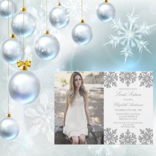 Silver Snowflake Winter Sweet 16 Einladung