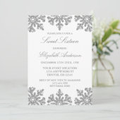 Silver Snowflake Winter Sweet 16 Einladung (Stehend Vorderseite)