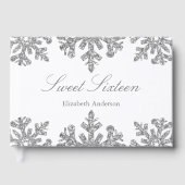 Silver Snowflake Winter Sweet 16 Gästebuch (Vorderseite)