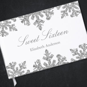 Silver Snowflake Winter Sweet 16 Gästebuch