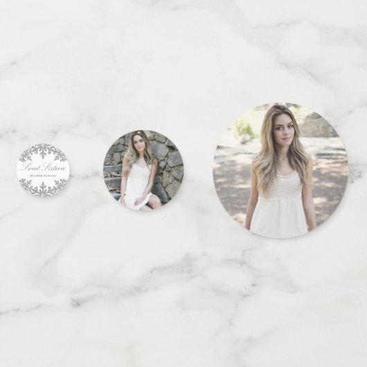 Silver Snowflake Winter Sweet 16 Konfetti (Rückseiten)