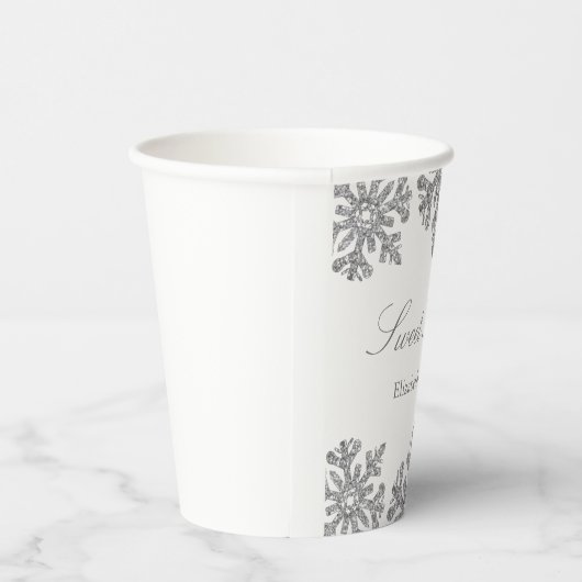 Silver Snowflake Winter Sweet 16 Pappbecher (Rechts)