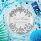Silver Snowflake Winter Sweet 16 Pappteller (Party)