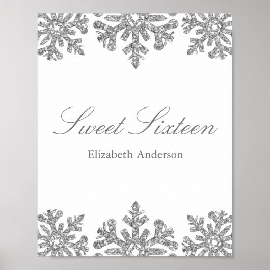 Silver Snowflake Winter Sweet 16 Poster (Vorne)