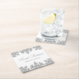 Silver Snowflake Winter Sweet 16 Rechteckiger Pappuntersetzer