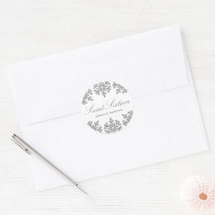 Silver Snowflake Winter Sweet 16 Runder Aufkleber