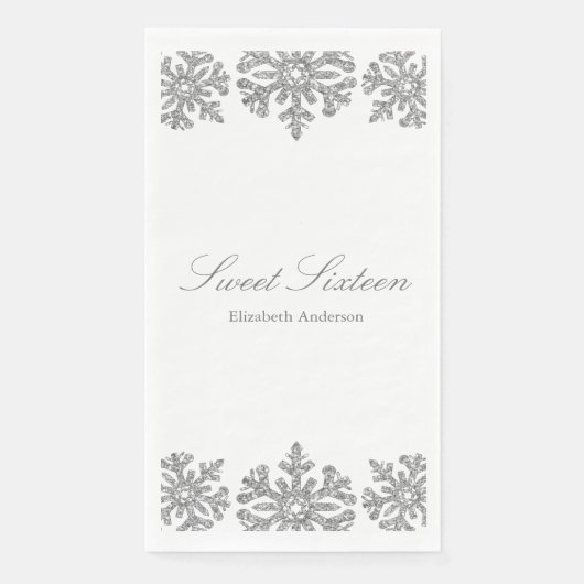 Silver Snowflake Winter Sweet 16 Serviette (Vorderseite)