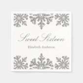 Silver Snowflake Winter Sweet 16 Serviette (Vorderseite)