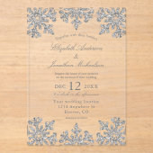 Silver Snowflake Winter Wedding Acryleinladungen (Vorderseite)