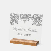 Silver Snowflake Winter Wedding Acrylschild (Winkel)