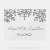 Silver Snowflake Winter Wedding Acrylschild (Vorderseite)