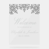Silver Snowflake Winter Wedding Acrylschild (Vorderseite)