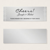 Silver Snowflake Winter Wedding Drinks Tickets (Vorne & Hinten)