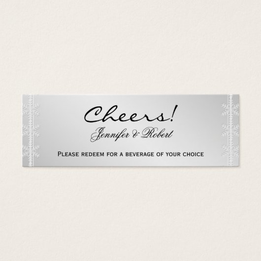 Silver Snowflake Winter Wedding Drinks Tickets (Vorderseite)