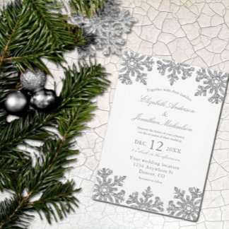 Silver Snowflake Winter Wedding Einladung