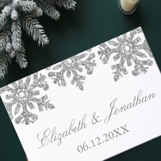 Silver Snowflake Winter Wedding Gästebuch