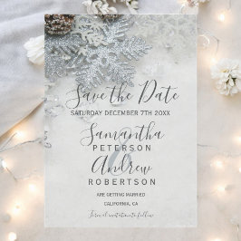 Silver Snowflake Winter Wedding Save the Date Magneteinladung