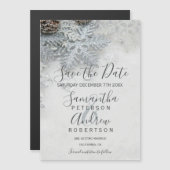 Silver Snowflake Winter Wedding Save the Date Magneteinladung (Vorne/Hinten)