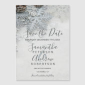 Silver Snowflake Winter Wedding Save the Date Magneteinladung (Vorderseite)