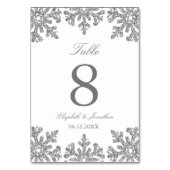 Silver Snowflake Winter Wedding Tischnummer (Vorderseite)