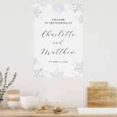 Silver Snowflake Winter Wedding Willkommenszeichen Poster (Küche)