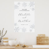 Silver Snowflake Winter Wedding Willkommenszeichen Poster (Küche)