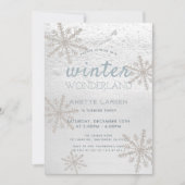 Silver Snowflake Winter Wonderland Geburtstag Einladung (Vorderseite)