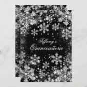 Silver Snowflake Winter Wonderland Quinceanera Einladung (Vorne/Hinten)