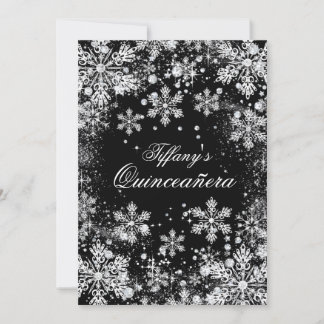 Silver Snowflake Winter Wonderland Quinceanera Einladung