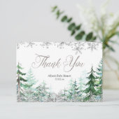 Silver Snowflake Winterwald Danke Karte (Stehend Vorderseite)