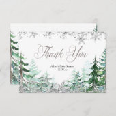 Silver Snowflake Winterwald Danke Karte (Vorne/Hinten)
