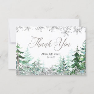 Silver Snowflake Winterwald Danke Karte