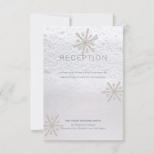 Silver Snowflake Winterweiße Hochzeitsempfehlung Einladung (Vorderseite)